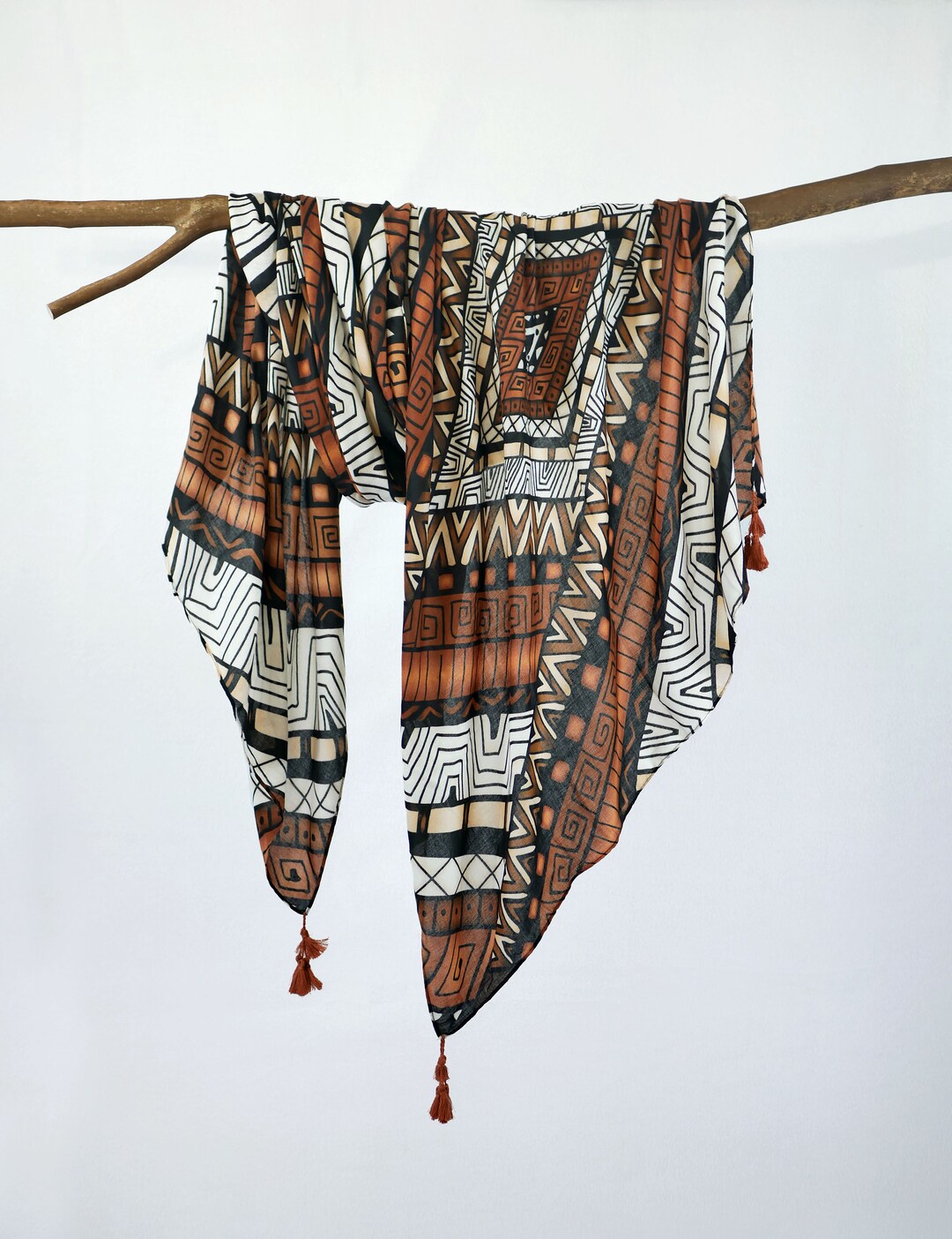 Women Ethnic Geometric Tassel Shawl Scarf main image 0