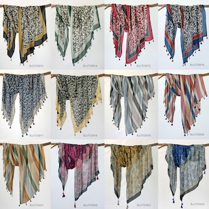 Women Summer Ethnic Print Tassel Shawl Scarf 1