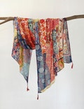 Tribal Floral Printed Soft Voile Scarf Colorful Lightweight Bohemian Shawl Boho Wrap with Tassels