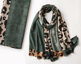 SiQing Womens Lightweight Floral Leopard Print Long Soft Chiffon Wrap Shawl Scarf 