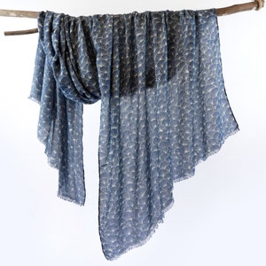 Navy White Unisex Scarf Birthday Fathers Day Gift for Dad Denim Blue Cotton Feel Men Scarves 71x33&quot;