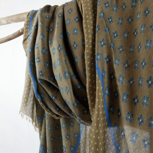 Blue Pattern Earthy Brown Unisex Urban Scarf Birthday Gift For Dad Husband 71x33&quot;