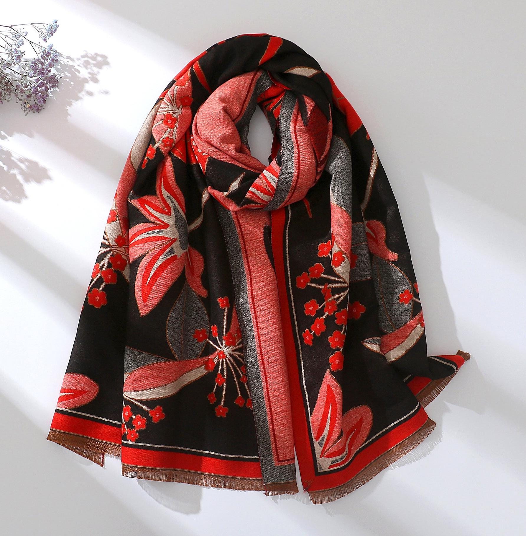 Foulard Carré Vintage Echo En Soie 100% - Motif Jaune, Rouge, Bleu - 50x50 Cm, Femme