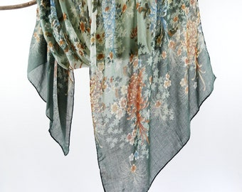 Chrysant herfst bloemen lange sjaal Vintage Boho botanische bloem wrap cadeau voor haar