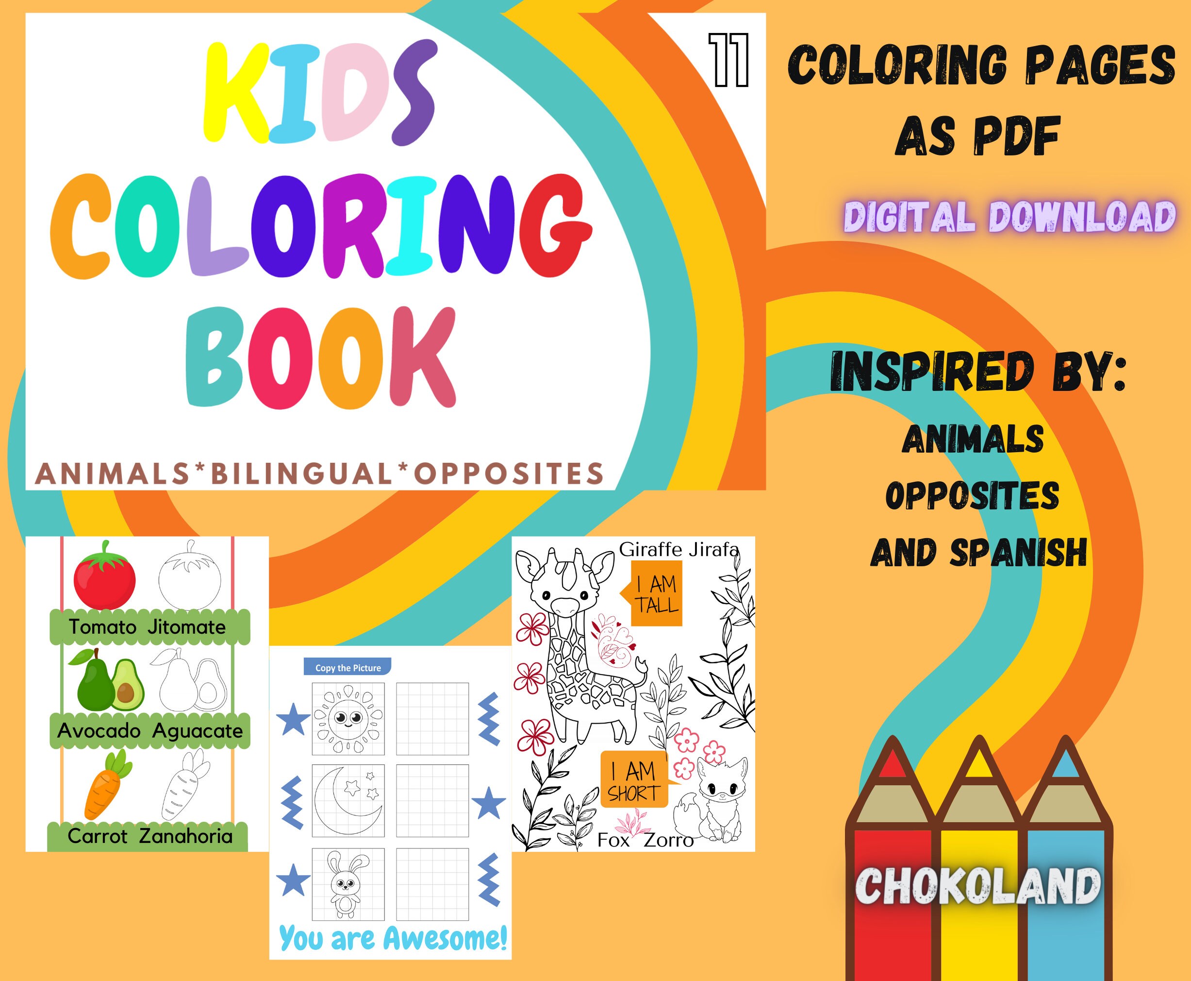 Kids coloring book coloring pages printable Digital | Etsy