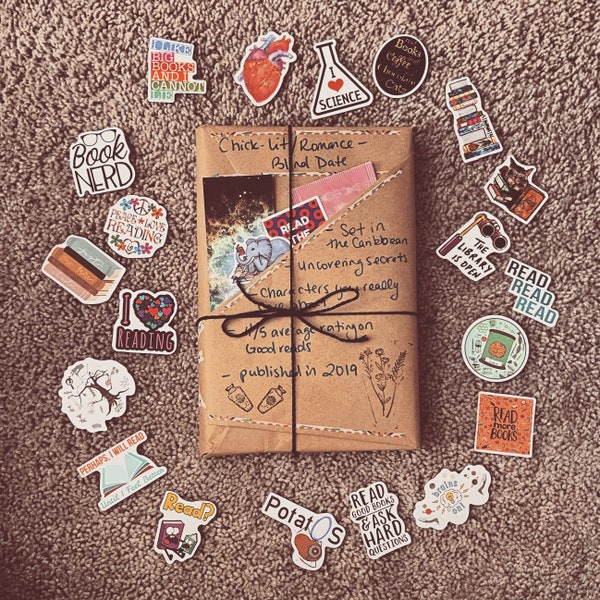 Blind Date With a Book | Choose Your Genre | Includes Bookmark, Hot Beverage, & Bookish Stickers | Surprise Reading Experience