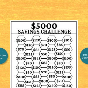 5000 Dollar Savings Challenge | 5k | Budget Binder | US Letter Size | Instant Download | Printable | Digital