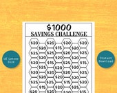 1000 Dollar Savings Challenge | Budget Binder | US Letter Size | Instant Download | Digital File