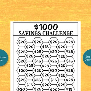 1000 Dollar Savings Challenge | Budget Binder | US Letter Size | Instant Download | Digital File