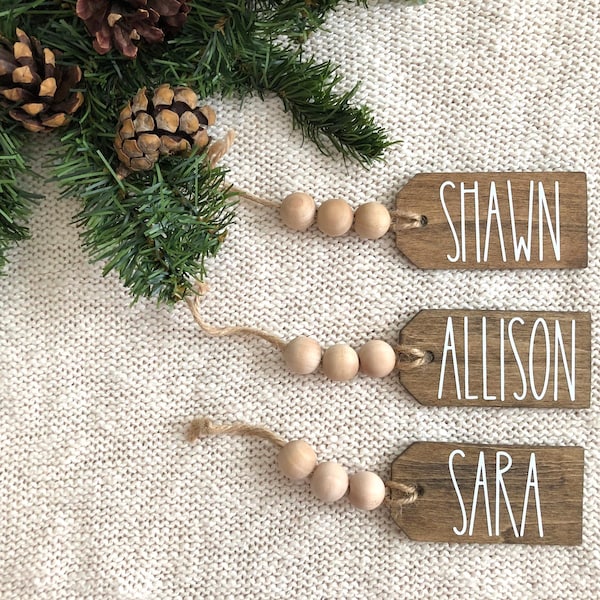 Christmas stocking tags, Wooden stocking tags