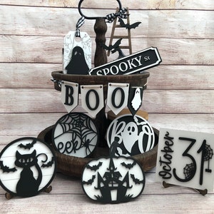 Halloween Tiered Tray Decor, Halloween Mini Signs, Halloween decor, Halloween street sign