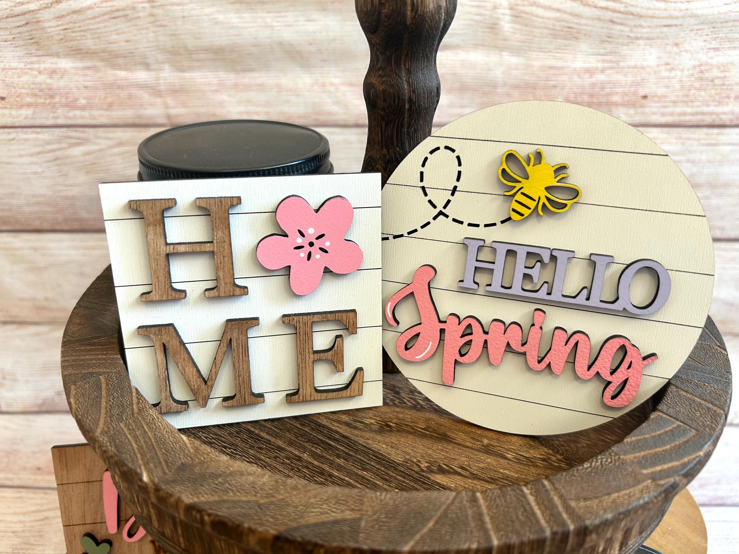 Spring Tiered Tray Decor, Mini Wood Signs, Spring Signs, Spring Decor