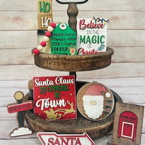 Christmas Tiered Tray Decor, Christmas Mini Signs, Christmas home decor
