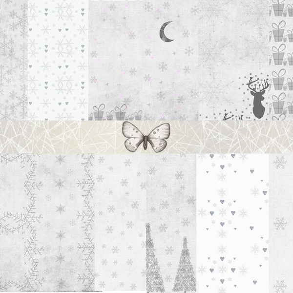 Rustic Christmas Digital Paper, Winter Christmas Shabby Chic Backgrounds, Winter White Gray Retro Backgrounds