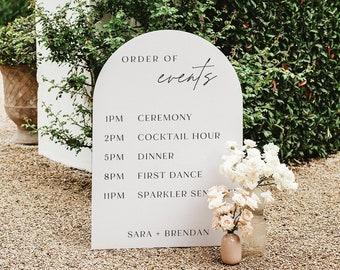 Wedding Order of Events Timeline Sign for Wedding Ceremony, Acrylic Wedding Welcome Sign, Wedding Itinerary Sign, Modern Wedding Signage