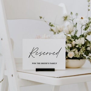 Enseigne de rangée moderne en acrylique, Ce siège est réservé à la famille, Rangée réservée pour une cérémonie de mariage, Table réservée, Rangée réservée