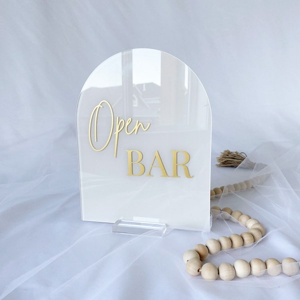 Acrylic open bar wedding reception sign arch acrylic minimalist drinks are on us hangover is on you bar sign for wedding cocktail hour sign