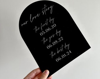 our love story sign for modern wedding, arch acrylic our love story sign, first day yes day best day sign, acrylic modern wedding signs