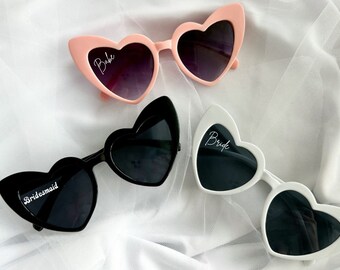 personalized bridesmaid sunglasses, gift for bridesmaid, bridal party wedding gift, bachelorette party sunglasses, heart shape sunglasses