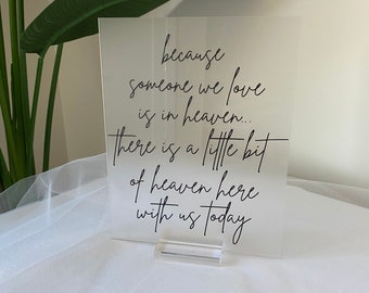 In loving memory wedding decor sign, frosted or clear wedding celebration sign, this candle burns, sign for weddings, bereavement messages