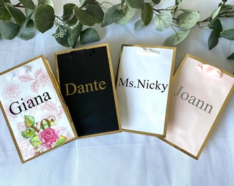 Bridesmaids gift bags, personalized luxury gift bags, gift bags for bridesmaids, groomsmen, bridal party gift bags, custom gift bags for her