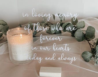 In loving memory wedding sign, this candle burns sign for cards and gifts table, guestbook table signs, acrylic wedding memory sign