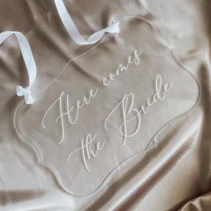 Here comes the bride wedding sign for ring bearer, ring bearer sign, bride entrance sign, acrylic wedding decor, flower girl, bridal party