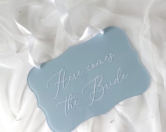 Here comes the bride wedding sign for ring bearer, ring bearer sign, bride entrance sign, acrylic wedding decor, flower girl, bridal party