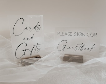 frosted acrylic cards and gifts and frosted acrylic wedding guestbook sign for wedding reception, baby guest book bridal shower decor sign