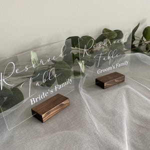 Ensemble de deux panneaux réservés à la famille des mariés, plan de table réservé à la famille, décoration de mariage en acrylique, panneaux de table d'honneur