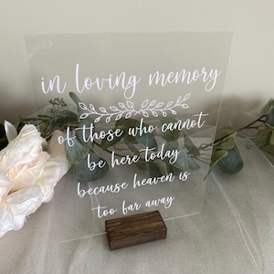 In loving memory wedding tribute sign, honor loved one sign, if heaven wasn’t so far away sign, this candle burns acrylic wedding decor sign