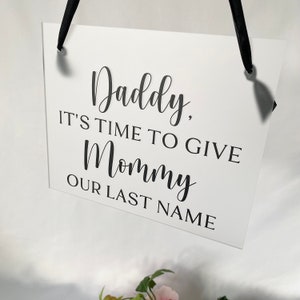 Ring bearer sign for here comes the bride, daddy here comes mommy, flower girl sign, hanging acrylic wedding sign, church ceremony signs