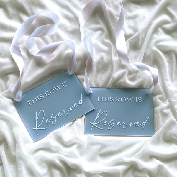 Esta fila está reservada, señal para ceremonia de boda, este asiento está reservado, señal de acrílico para fila reservada, señal de acrílico para asiento reservado.