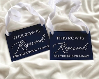 this row is reserved sign for wedding ceremony, this seat is reserved sign, reserved row acrylic sign for chair, acrylic reserved seat sign