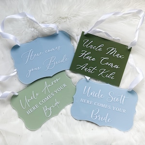 Here comes the bride wedding sign for ring bearer, ring bearer sign, bride entrance sign, acrylic wedding decor, flower girl, bridal party
