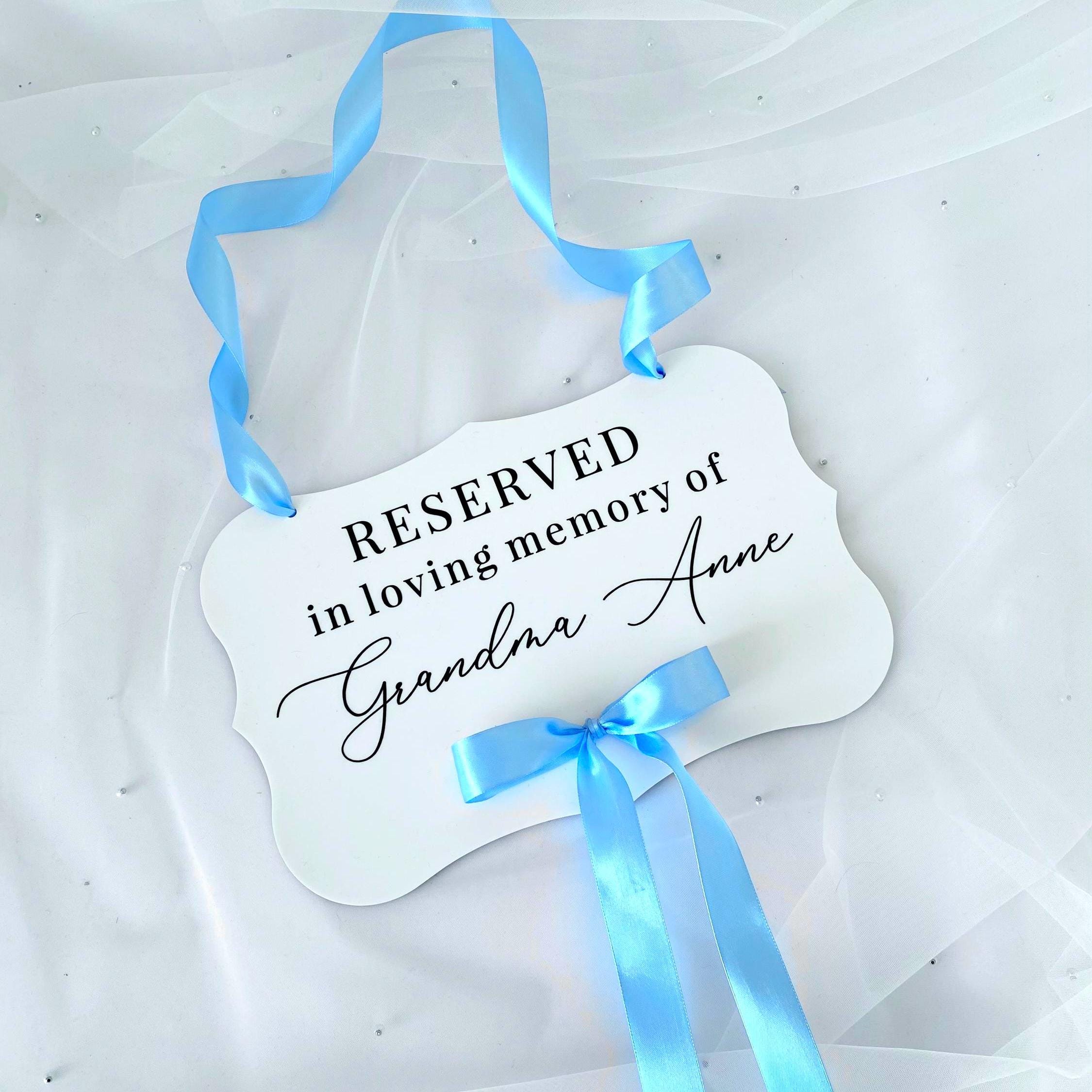 In loving memory wedding sign with bow, reserved seat plaque, this seat is reserved memorial sign, memorial hanging chair sign for wedding