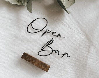 open bar sign, wedding bar sign, wedding bar menu, acrylic wedding sign, acrylic bar sign, minimalist wedding decor, modern wedding decor