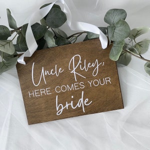 here comes the bride sign, wooden western rustic ring bearer or flower girl sign, personalized wedding ceremony sign, I’m still single sign