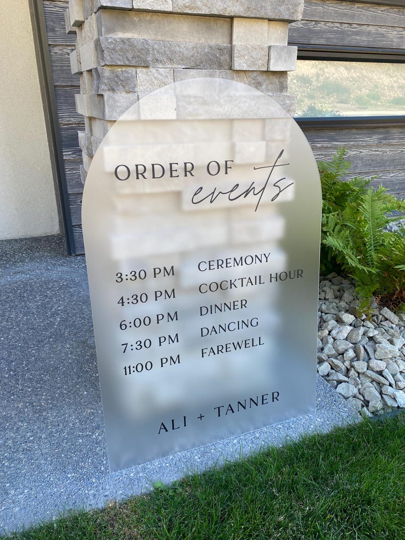 Wedding Order of Events Timeline Sign for Wedding Ceremony, Acrylic ...