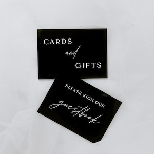Modern Acrylic Wedding Cards and Gifts Sign and Please Sign Our Guestbook Sign, Wedding Reception Signs, Cards and Gifts Table, Guestbook, sign bundle for wedding, black and white wedding sign, black tie wedding, audio guestbook, cards table