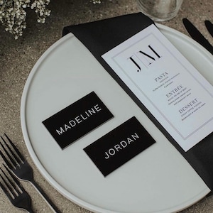marque-places minimalistes pour mariage, marque-places en acrylique, carte de nom de table, plan de table de mariage, noms de lieu de table, noms de table de mariage, moderne