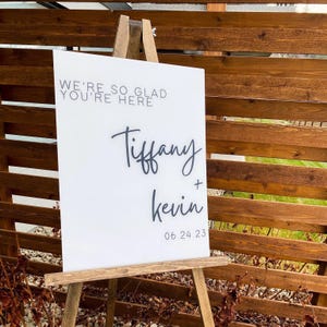 acrylic welcome sign wedding, welcome to our wedding sign, modern wedding welcome sign, we&#39;re so glad you&#39;re here sign, acrylic signs