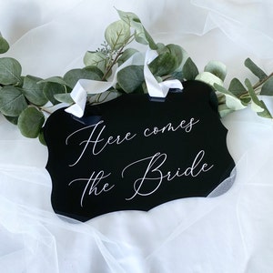 Here comes the bride wedding sign for ring bearer, ring bearer sign, bride entrance sign, acrylic wedding decor, flower girl, bridal party