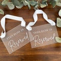 this row is reserved sign for wedding ceremony, this seat is reserved sign, reserved row acrylic sign for chair, acrylic reserved seat sign product logo
