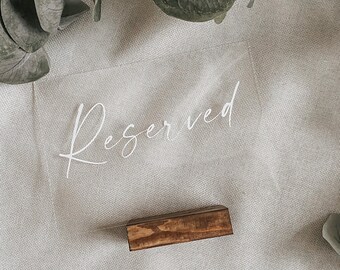 acrylic reserved sign, reserved wedding sign, acrylic table sign, wedding table decorations, wedding reserved seat tag, acrylic wedding