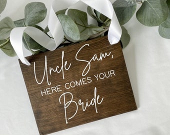 rustic here comes the bride sign for ring bearer or flower girl sign for wedding ceremony, rustic wedding, flower girl gift, ring bearer