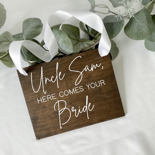 rustic here comes the bride sign for ring bearer or flower girl sign for wedding ceremony, rustic wedding, flower girl gift, ring bearer