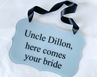 Here comes the bride wedding sign for ring bearer, ring bearer sign, bride entrance sign, acrylic wedding decor, flower girl, bridal party
