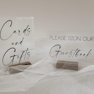 Cartes et cadeaux en acrylique dépoli et enseigne de livre d'or de mariage en acrylique dépoli pour une réception de mariage, enseigne décorative de douche nuptiale de livre d'or pour bébé