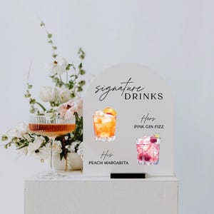 Enseigne pour boissons en acrylique avec photos, enseigne pour boissons pour elle et lui pour mariage, enseigne pour boissons pour elle et lui, menu de bar de mariage, open bar